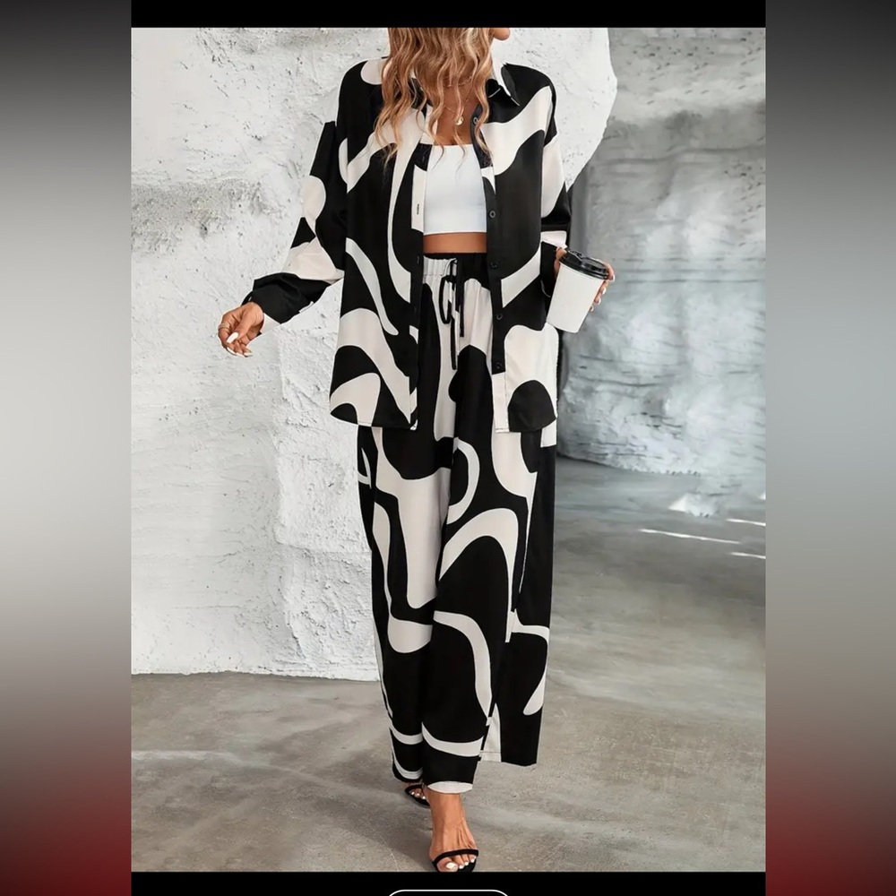 189. Casual 2 Piece Set Set Color Block Pants Set… - image 1